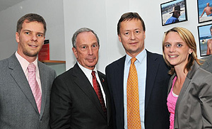 Celebrating German-American Friendship Month were (from left to right): Steuben Parade General Chairman Lars Halter, Mayor Michael Bloomberg, Consul General Dr. Horst Freitag, and Dr. Kathrin DiPaola, Director of Deutsches Haus at NYU.