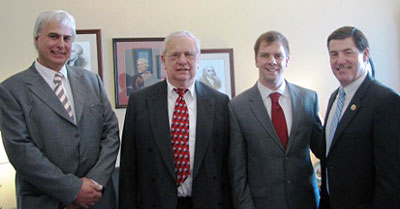 Thomas Siedenbhl and the parade delegation with Representative Jim Gerlach