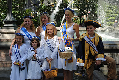 Denise with her Court of Princesses, Junior Princesses and the Junior General